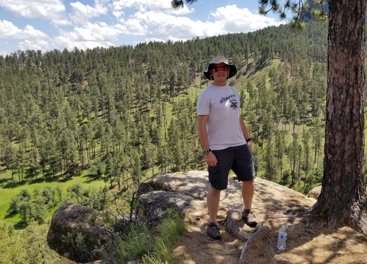 Devil's Tower - Michael hiking on the Joyner Trail